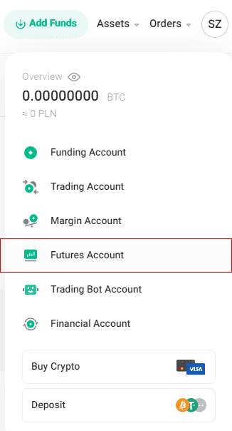 Transfer funds to Futures Account