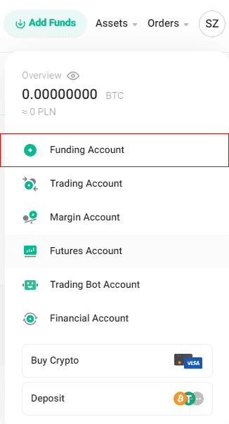 Transfer funds to Funding Account